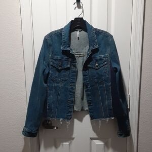 Free People Indigo Blue Cropped Denim Jacket